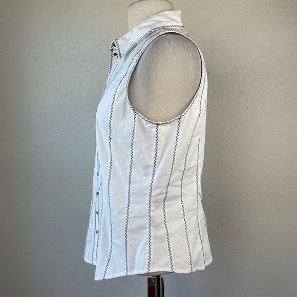 Josephine Chaus Sleeveless Snap Down Shirt Size 10 EUC - Picture 4 of 6